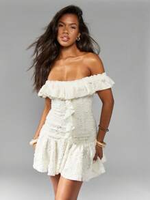 MISSGUIDED Textured Devore Ruffle Mini Dress Cute Sundress Dresses For Wedding Event
