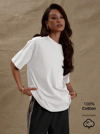 MUSERA Oversized Baggy Fit Crew Neck T-Shirt Casual Everyday Oversized Tee Airport Fall Back To School Autumn Winter Christmas Christmas,Elegant