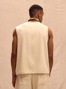 Musero V 领纽扣开合无袖上衣仅限春夏假期复活节街头风格 - 黃色 - 查看 3