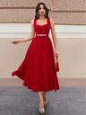 RueChic Eleganter Stil, Kleid in Premium-Qualität mit Kunstdiamant-Gürteldetails