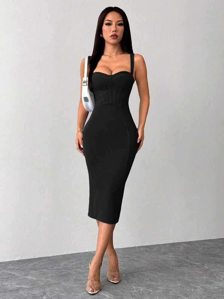 asos bodycon midi dress Rent Asos Design Deep Plunge Scrunch Neck Midi Dress In Red main image 0