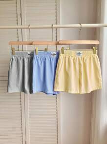 Comfortcana 3pcs/Set Plus Size Striped Shorts, Multi-Color - Multicolor - View 6