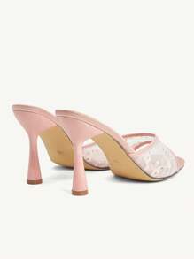 CUCCOO CHICEST Women's Elegant Square Toe Mesh & Sequin Stiletto Mid Heel Pumps, Simple Design Comfy Office Work Casual Slip-On Party Dress Shoes, Pink - Dusty Pink - View 11