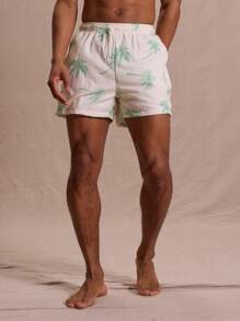 Musero Palm Tree Print Swim Shorts Spring Summer Vacation Easter Streetstyle - Multicolor - View 2