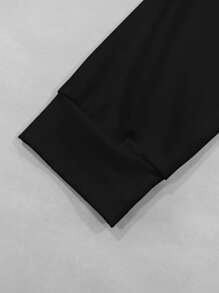 Sudadera con capucha de unicolor casual con cremallera frontal para mujeres, ideal para graduación, maestros y regreso a clases en otoño - Negro - Ver 3