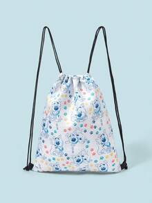 SCOOBY-DOO X SHEIN Cartoon Dog Pattern Drawstring Bag, Drawstring Backpack For Sports, Fitness, Travel, Swimming, Beach, Gym Workout Pack, Unisex For Men, Women, Girls, Boys, Fitness Accessories