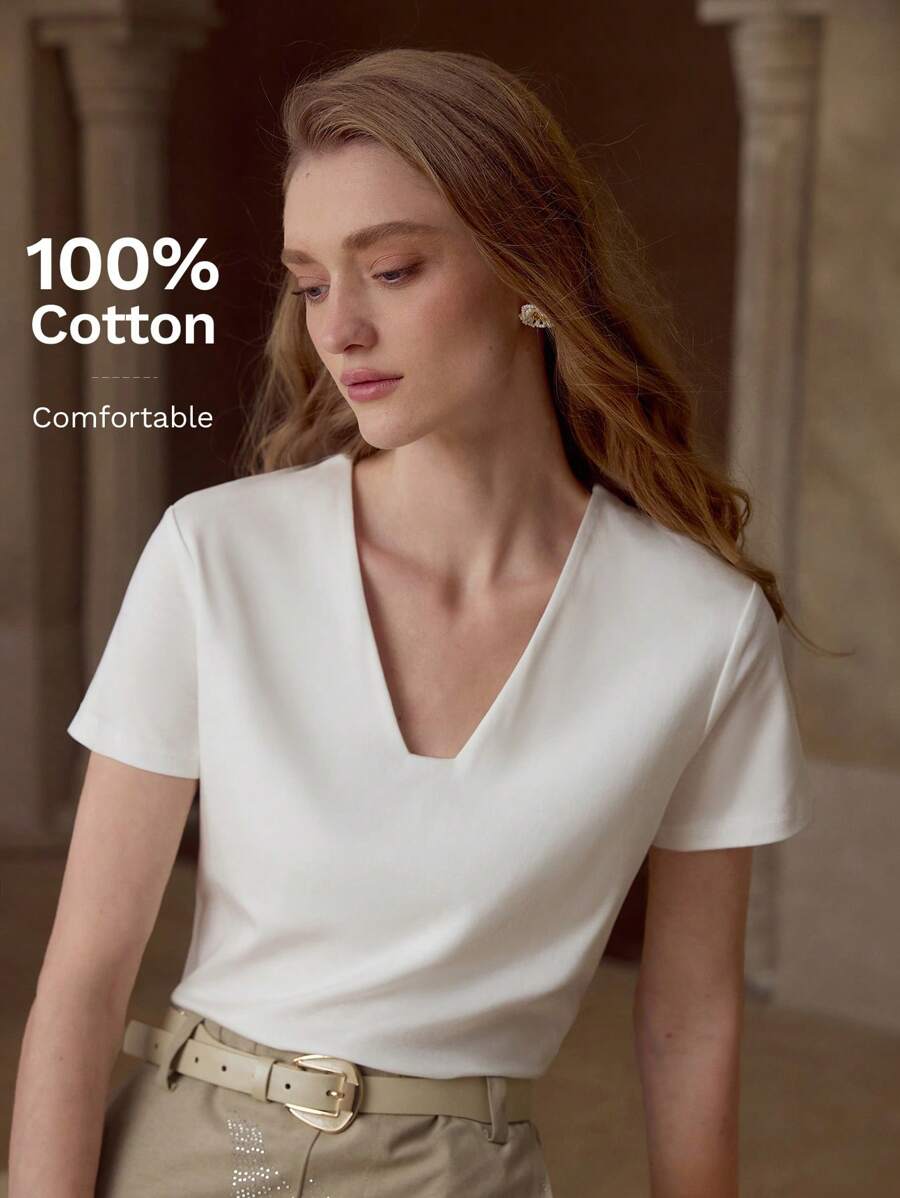 MOTF PREMIUM V NECK SHORT SLEEVE T-SHIRT - White - View 1