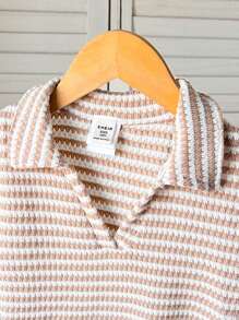 Camiseta de punto acanalado de cuello en V ajustada casual para niña joven