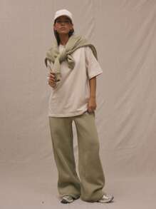 MUSERA Crewneck Oversized T-Shirt Casual Capsule Wardrobe Everyday Oversized T-Shirts Airport Fall Back To School Autumn Winter Christmas Elegant