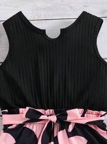 SHEIN 适合夏季的青少年女孩简约时尚花卉印花休闲连体裤