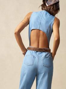 Bohemela Pantalones con peto vaqueros y mono casuales de vacaciones para mujer