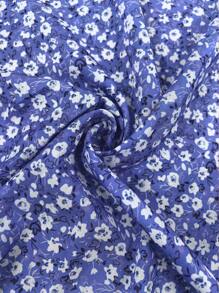 Linhara Áo sơ mi hoa xanh nhạt lãng mạn thường ngày mùa xuân và mùa hè cỡ lớn cho nữ, áo chui đầu có nút trang trí hình quả dừa cổ điển, phù hợp cho các buổi đi chơi hàng ngày và trang phục nghỉ dưỡng thường ngày - Xanh và trắng - Xem 4