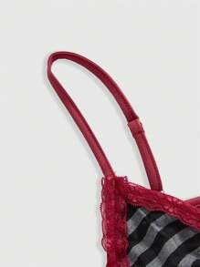 ROMWE Grunge Punk Atasan Musim Panas Gaya Y2K Retro Kontras Motif Bunga dengan Hem Berkerut dan Garis-garis, Cocok untuk Musim Panas - MultiWarna - View 4