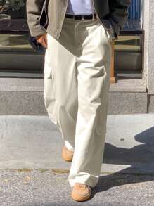 DAZY Spring Solid White Men's Casual Loose Work Pants Men Joggers - White - View 5