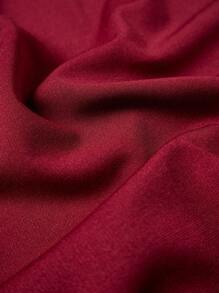 SHEIN Clasi Women's Basic Commute V-Neck Front & Middle Split Design Knee-Length Pencil Skirt, Maroon - Burgundy - View 3