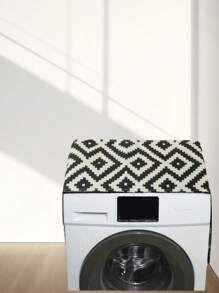 1 pièce de housse universelle en tissu géométrique noir et blanc, housse anti-poussière pour réfrigérateur, résistante aux ménages et aux graisses, pour machine à laver, four à micro-ondes, réfrigérateur, accessoires de cuisine, sac de rangement et de finition, housse anti-poussière pour machine à laver et réfrigérateur, décoration d'intérieur