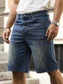 RivetRise Men's Summer Casual Washed Loose Slanted Pocket Denim Shorts