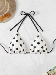 Swim Mod Bikini một mảnh chấm bi nhiều màu dây mảnh gợi cảm mới cho nữ - Đen và trắng - Xem 2
