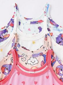 4pcs Young Girl Cute Floral Heart Star Print Camisole Underwear Set Mother Day Gift Graduation Gift Summer Clothes - Multicolor - View 4