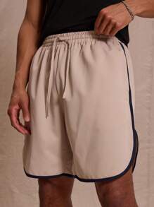 Musero Men Boxing Style Plain Contrast Panel Shorts Spring Summer - Multicolor - View 5