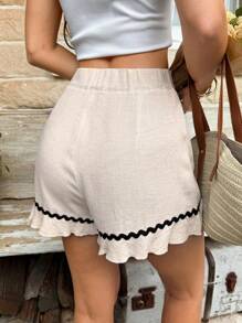 SHEIN Frenchy Pantaloncini casual da donna con blocchi di colore e trama intrecciata