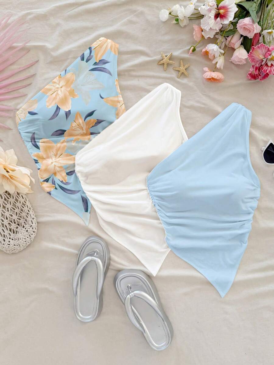 Soleia 3 Set MulticolorWomen Oblique Shoulder Blouse, Fashionable Design Suitable For Summer Suitable For Going Out - Multicolor - View 1