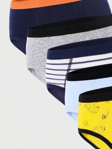 7pcs/Pack Young Boy Cute Lion Multi-Color Print Cotton Briefs, Versatile Underwear Set For All Season Back To School Fashion - Multicolor - View 4