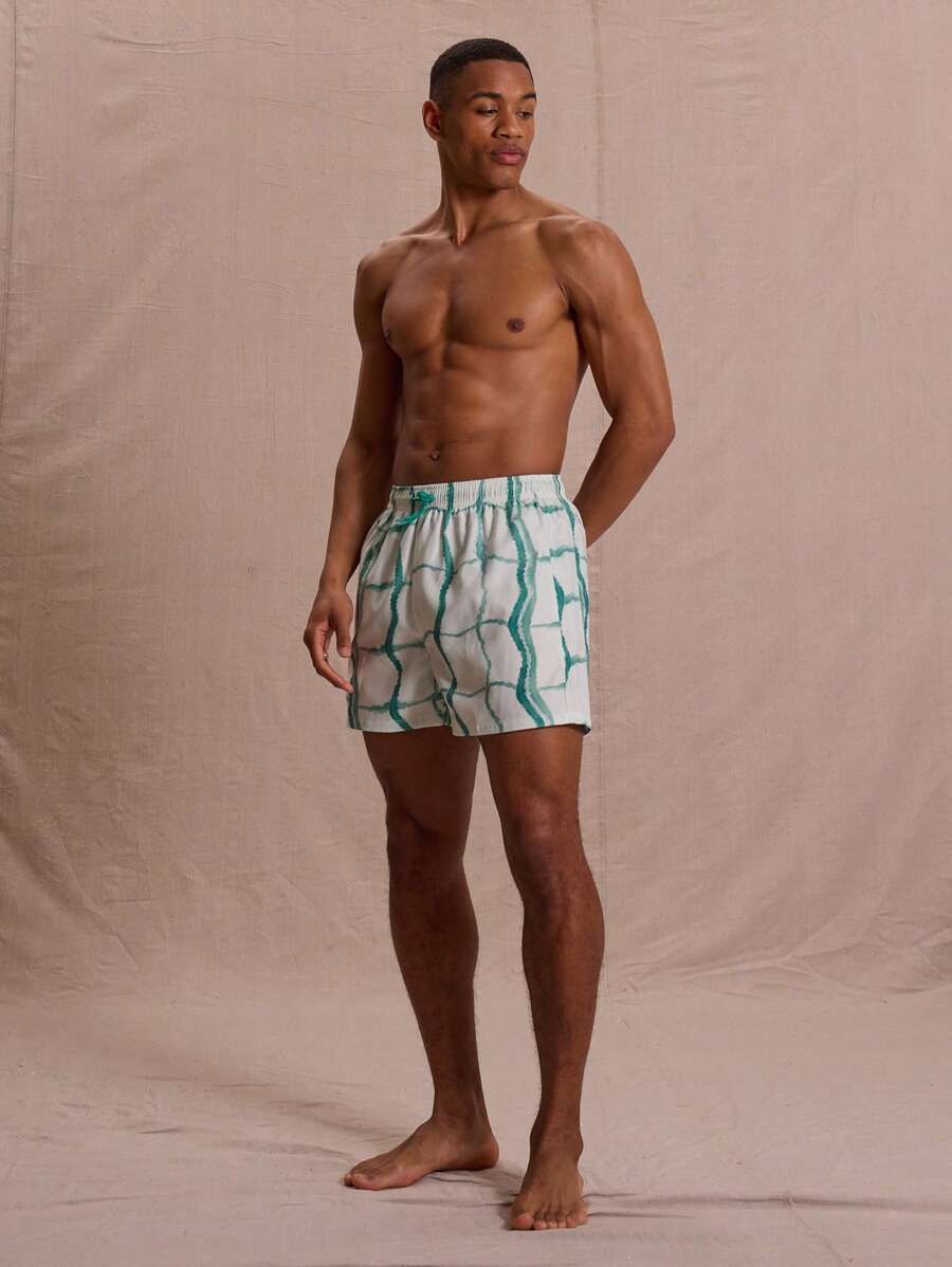 Musero Pantaloncini da bagno con stampa a onde astratte, adatti per la primavera, l'estate, le vacanze e lo streetstyle di Pasqua