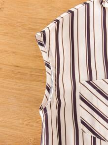 SHEIN 2pcs/Set Boy Striped Single-Breasted Vest And Shorts, Casual