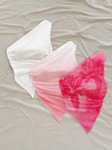 Soleia 3 Set Multicolor Women's Casual Knitted Sleeveless Crop Top With Asymmetrical Neck And Ruched Detailing Suitable For Going Out - Multicolor - View 3