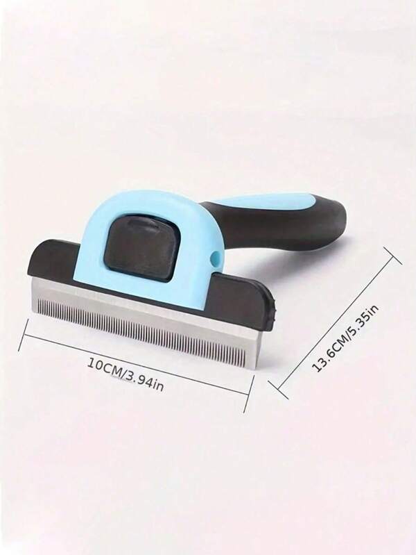 SHEIN 1 pieza Cepillo para mascotas: reduce eficazmente la caída del pelo en pelo corto, mediano y largo. Herramienta suave de desramado para perros y gatos, fácil de limpiar y cómoda de sujetar