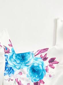WESTFADE Young Abito elegante con stampa floreale aderente e tessuto, maniche corte, vestito da cerimonia per tè o eventi, adatto alle adolescenti