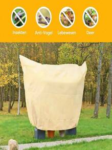 1pc Heavy-Duty Plant Frost Blanket With Zipper & Drawstring - 4.5oz Non-Woven Polypropylene Freeze Protection Cover For Trees & Shrubs -6°C Cold Wind Pest Animal Defense Reusable Beige Frost Cloth For Potted Plants, Fruit Trees, Garden Beds