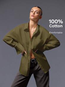 MUSERA Camisa grande con botones estilo "old money" para vacaciones de primavera, aeropuerto, vacaciones en la playa