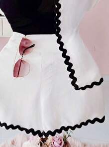 Elenzga Bộ 2 áo sơ mi và quần short họa tiết hoa thời trang đi nghỉ mát cho nữ - trắng - Xem 6