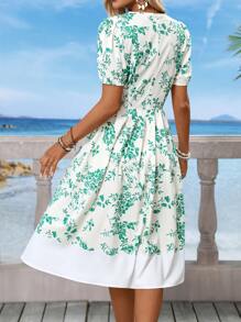 Breezaya فستان كاجوال قصير الأكمام بياقة على شكل حرف V للنساء في فصل الصيف