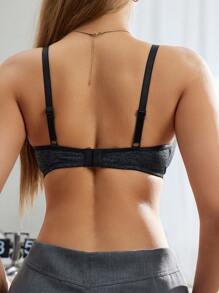 SHEIN 1 Áo ngực không dây trơn tối giản có đệm có thể tháo rời, thoải mái và nâng đỡ - màu đen - Xem 2