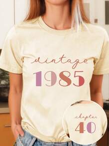 INAWLY Customized Classic 1985 Birthday T-Shirt, Gift For Her 40th Birthday, Wife Birthday Present