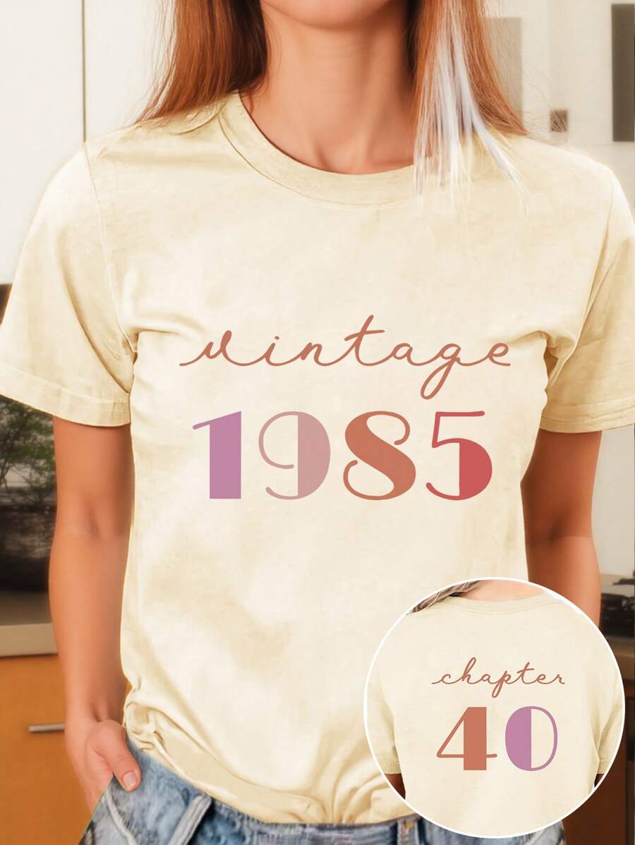 INAWLY Customized Classic 1985 Birthday T-Shirt, Gift For Her 40th Birthday, Wife Birthday Present