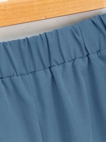 SHEIN 2pcs/Set Teen Boys Casual Video Game Graphic Print T-Shirt Top & Shorts, Summer Cotton Suit - Dusty Blue - View 7