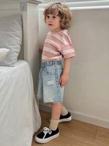 Hapijoa Pantaloncini di jeans strappati alla moda adatti per l'estate, per ragazzi giovani