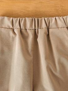 SHEIN 2pcs/Set Boy Striped Single-Breasted Vest And Shorts, Casual