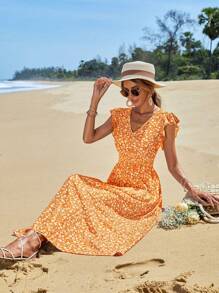 RueChic Sleeveless Dress, Fashionable For Summer - Orange - View 4
