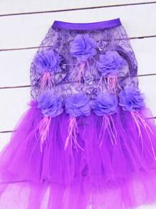 PETSIN 紫色可爱猫咪图案网眼轻薄透气背带裙，宠物狗背心裙，夏季新款，欧美流行 - 紫色 - 查看 4