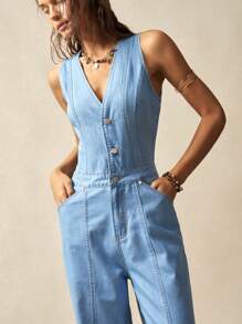 Bohemela Pantalones con peto vaqueros y mono casuales de vacaciones para mujer