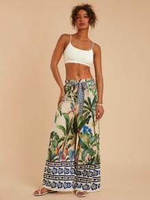 Travachic 女士印花高腰宽松阔腿裤 - 彩色 - 查看 7