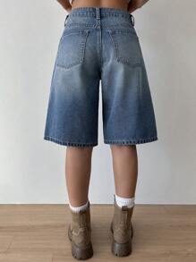 DAZY Women's Straight Leg Capri Jeans Shorts Denim Shorts - Medium Wash - View 3