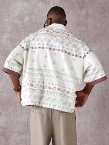 SUMWON Camisa de manga corta con botones informal, estampado floral general, diseño clásico de estilo paisley, ropa de resort de estilo hawaiano, ropa de vacaciones, parte superior de primavera, ajuste regular - Multicolor - Ver 2