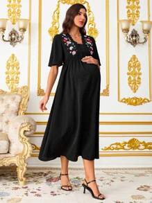 SHEIN Maternity Short Sleeve Dress, Fashionable For Summer  Elegant Dresses For Women Maternity Dresses For Women  Flowy Dress  Summer