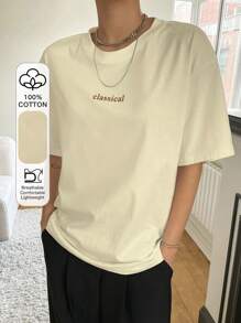 DAZY Camiseta de cuello redondo con gráfico de letras, camiseta holgada de verano